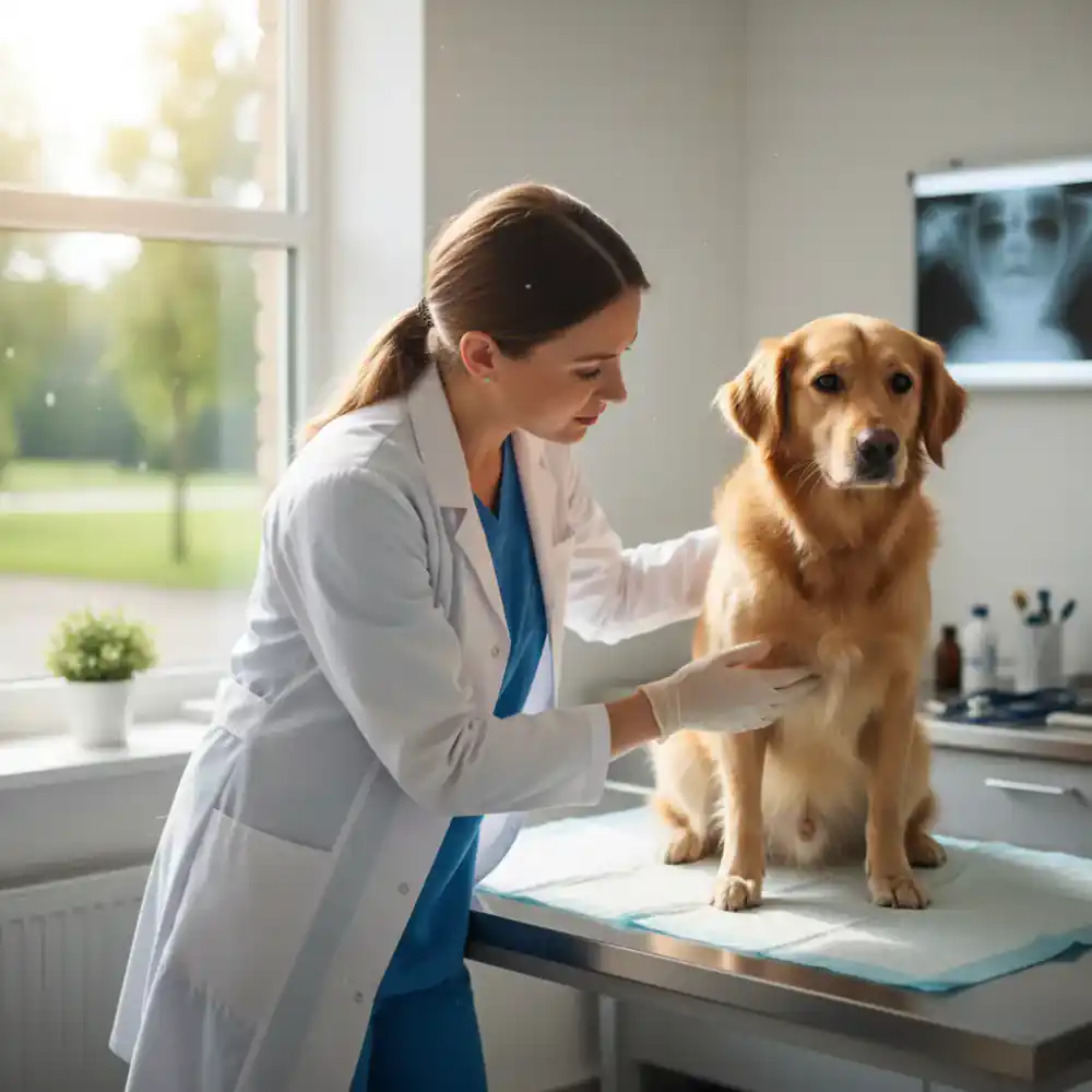 Golden Retriever ruht entspannt auf einem orthopädischen Bett